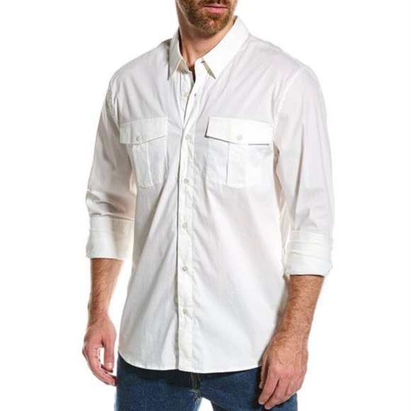 NWT Standard James Perse Men's Cotton Western Button Down Shirt, M/2 - Picture 2 of 13